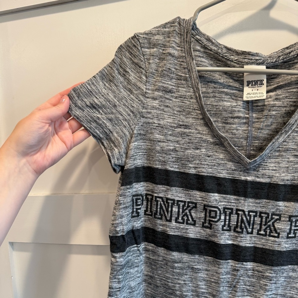 Victoria's Secret Gray and Black V-Neck Tee - Picture 3 of 6